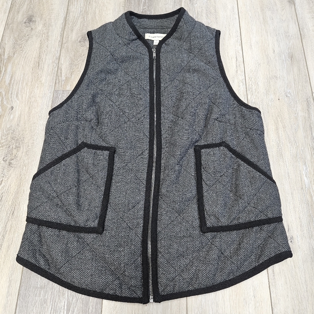 41 Hawthorn Stitch Fix Shara Herringbone Wool Blend Vest Grey Women's Medium